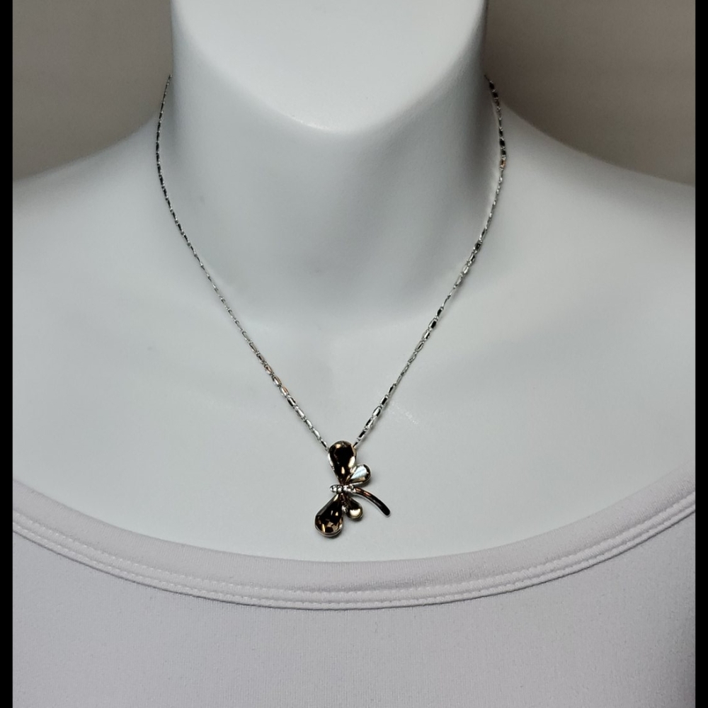 3/$20🎀 18KGP Dragonfly Crystal Necklace, Amber - Picture 3 of 4